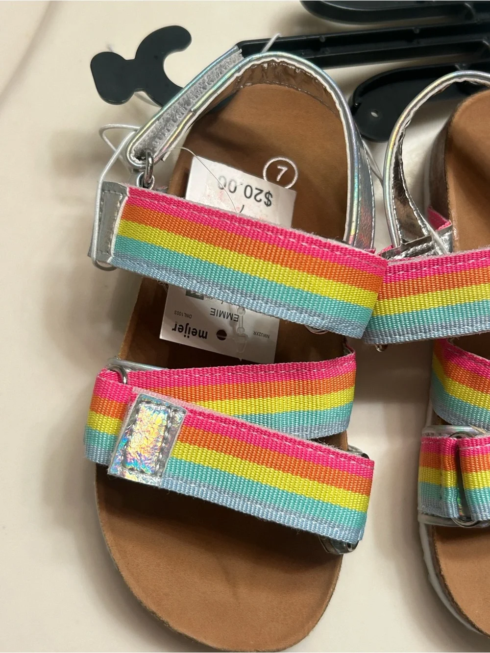 NWT-Girls Falls Creek Rainbow Stripe Sandals with Silver Trim